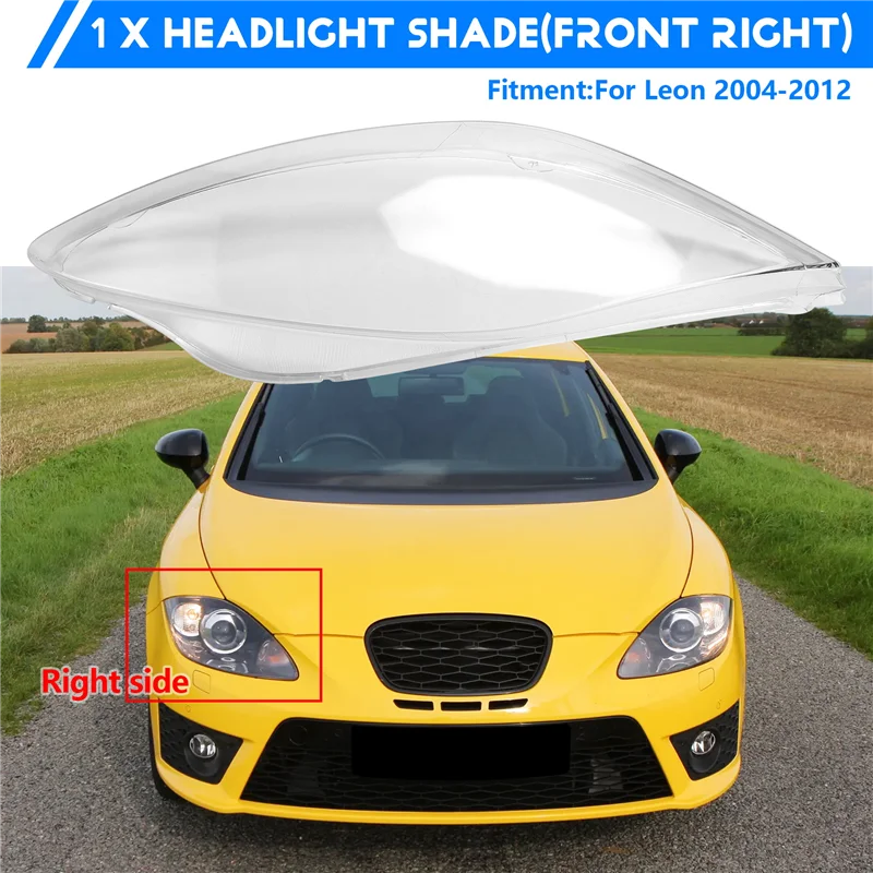 

For Seat Leon 2004-2012 Car Headlight Lens Shell Headlamp Cover Plexiglass Lamp Shade Transparent Lampshade Housing