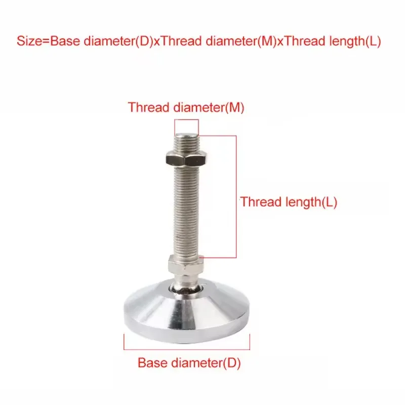 1pcs M12~M24 Heavy Metal Universal Joint Adjustable Furniture Leveling Feet Adjustable Lathe Leg Swivel Base Articulating Leg