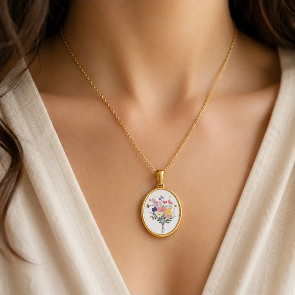 2pcs Enamel Rose Dried Flower Charms Stainless Steel Gold Pendant for DIY Necklace Earring Jewelry Making Findings Wholesale image 5