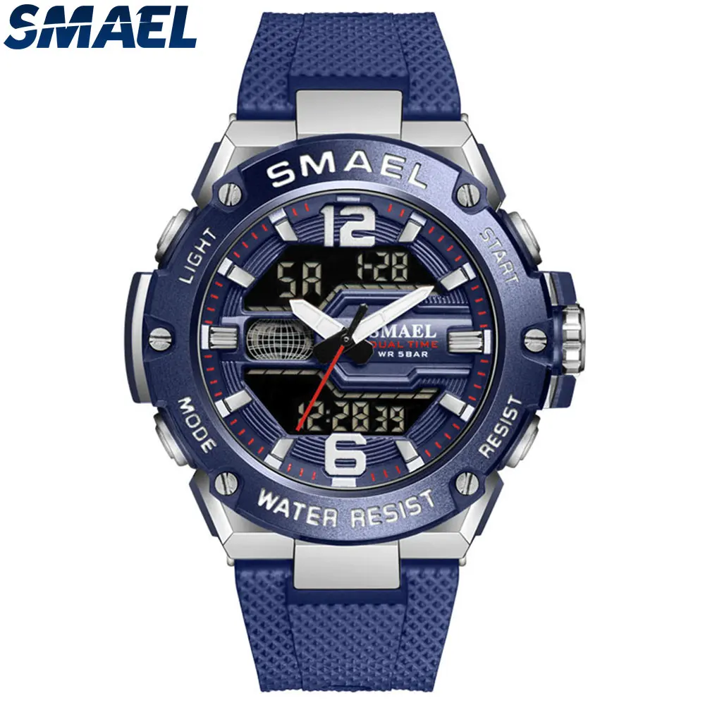 

SMAEL Fashion Men Watch Sport Clock 50M Waterproof Wristwatches LED Digital Auto Date Alarm Clocks 8033 Men's Watches