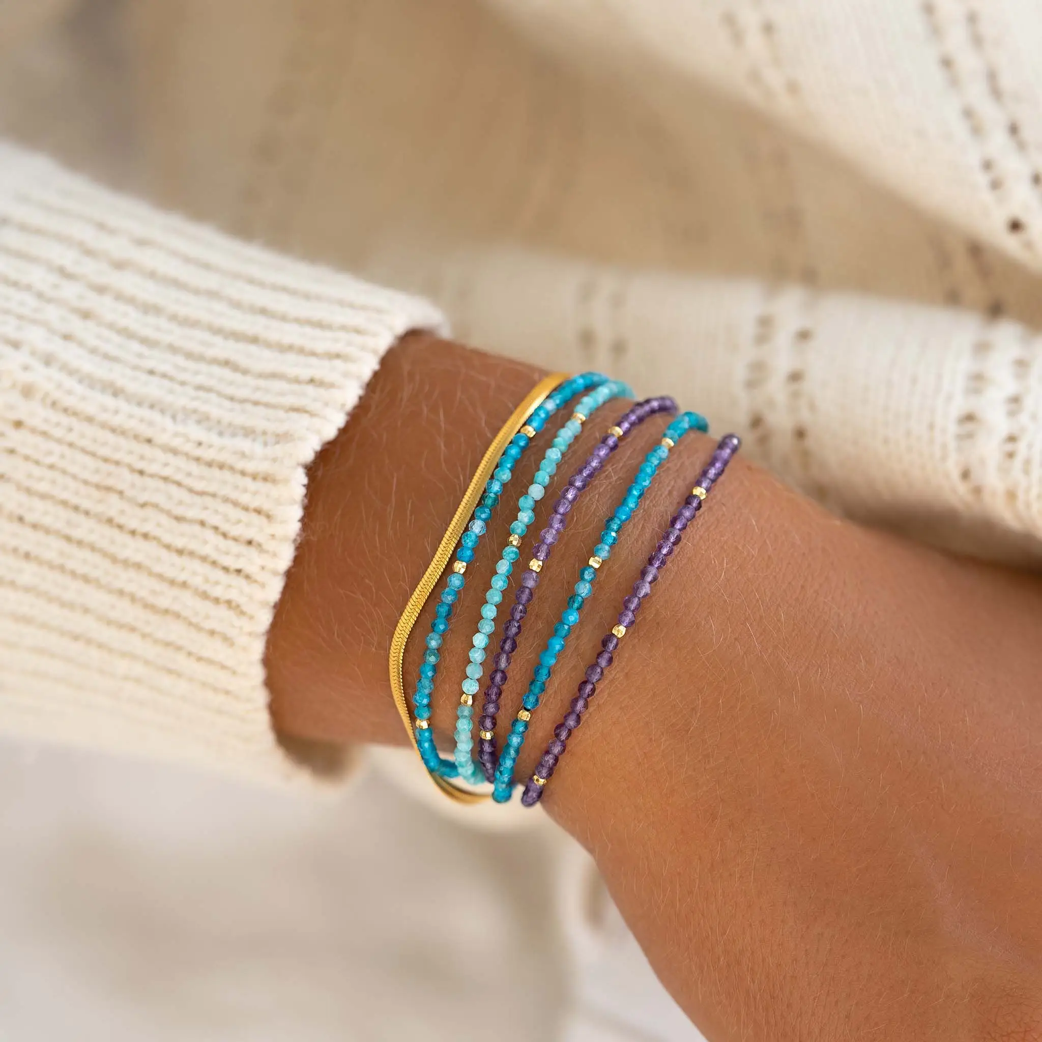 CCGOOD Natural Stone Bead Dainty Bracelet Gold Plated 18 K Tiny Bracelets for Women Simple Summer Surf Jewelry Fashion Pulseras