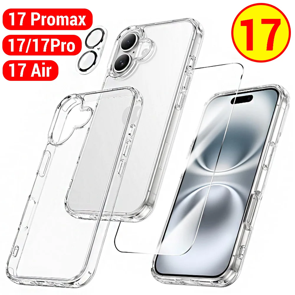 5Pcs Tempered Glass Screen Protector  Transparent Case for IPhone 17 Pro Max HD Anti-scratch Lens Film for IPhone 17 Air/17 Pro