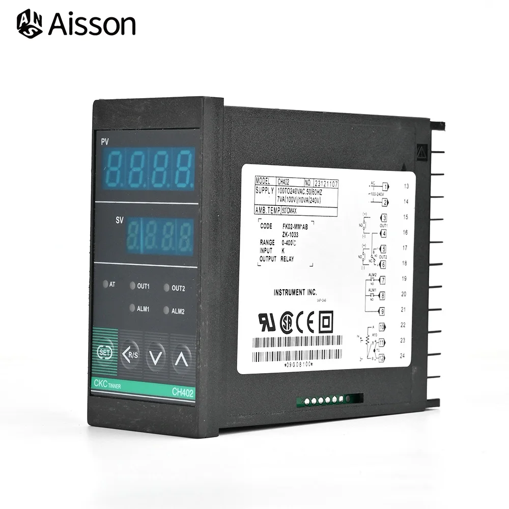 CH402FK02-MM*AB Dual Relay Output Dual Alarm PID Temperature Controller Digital Display Thermostat AC110V-240V 400℃