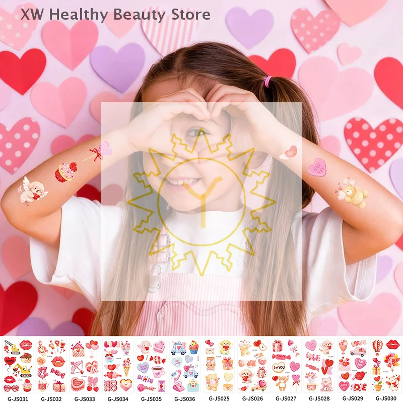 

12 Sheets Valentine's Day Temporary Tattoos, Valentines Party Supplies Favors Goodie Bag Stuffers,Galentines Day