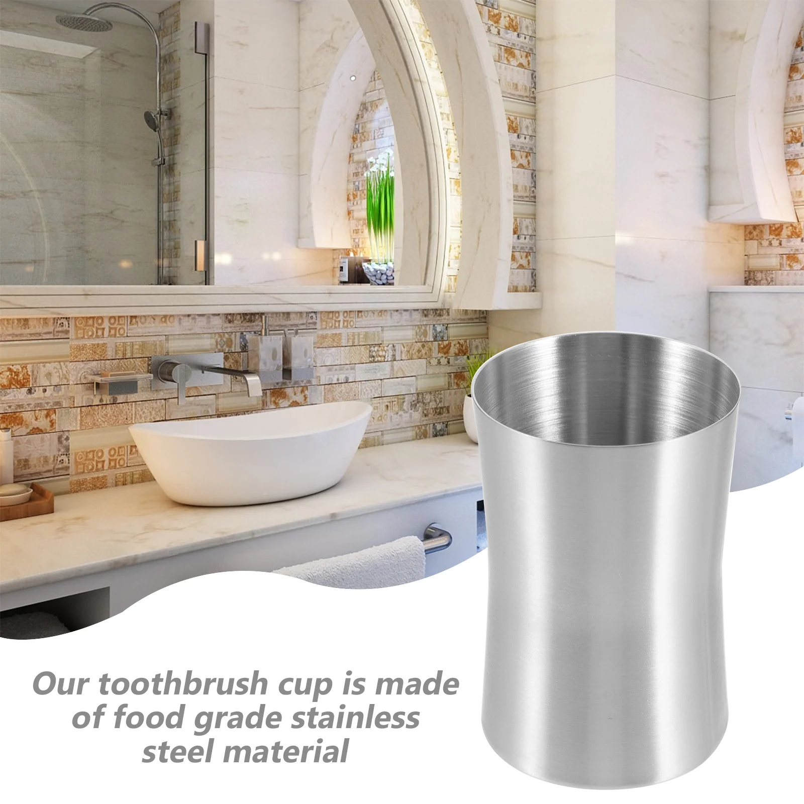 Stainless Steel Mouthwash Cup Toothbrush Holders For Bathroom Travel Tumbler Drinking Cups