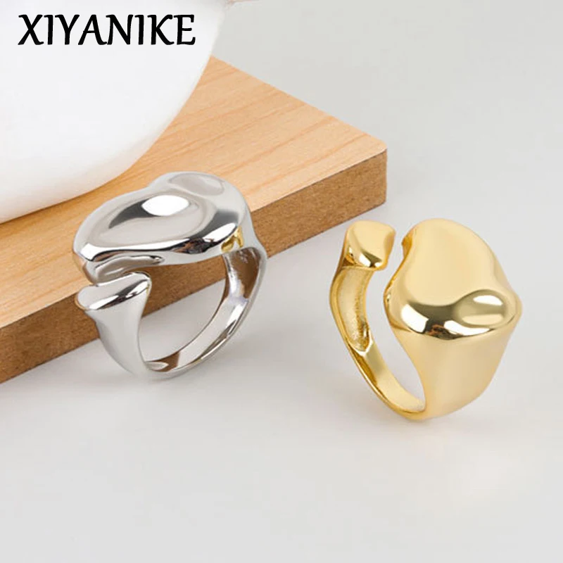 XIYANIKE Hip Hop Irregular Convex Alien Wide Cuff Rings For Men Women Punk Fashion New Jewelry Gift Party Rock anillos mujer