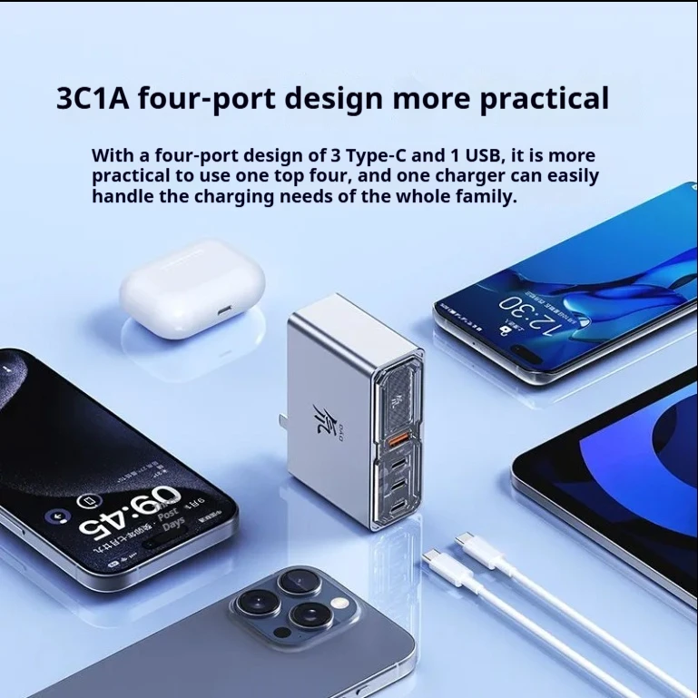 رأس شحن Nubia Red Magic 140 وات من نيتريد الغاليوم 1A3C متعدد المنافذ PD مناسب لمحطة شحن سطح المكتب الأصلية من Apple