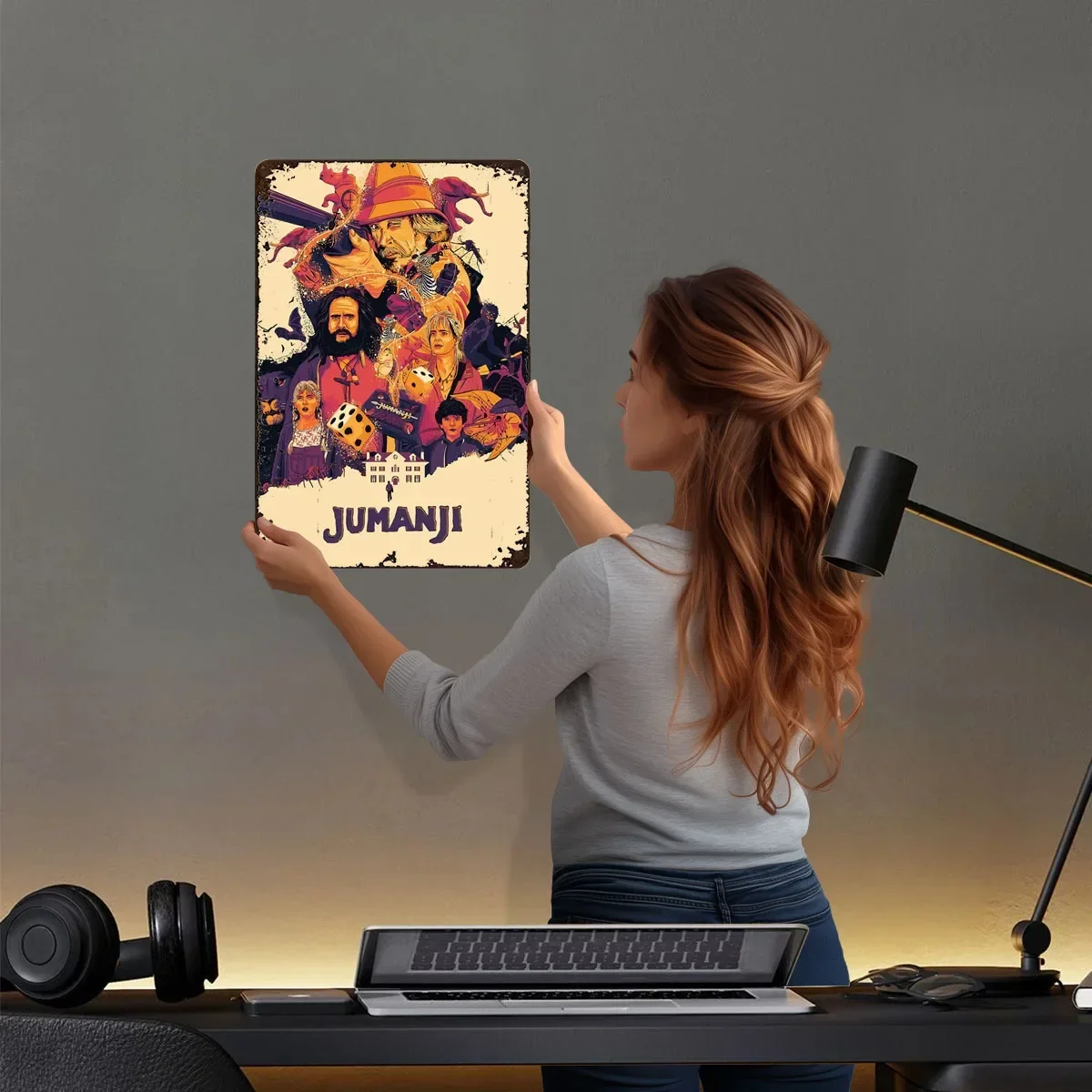ملصق الفيلم الكلاسيكي Jumanji علامة معدنية لتزيين غرفة الألعاب لوحات القصدير المخصصة لتزيين جدران الفن عناصر ديكور المنزل الرجعية #2