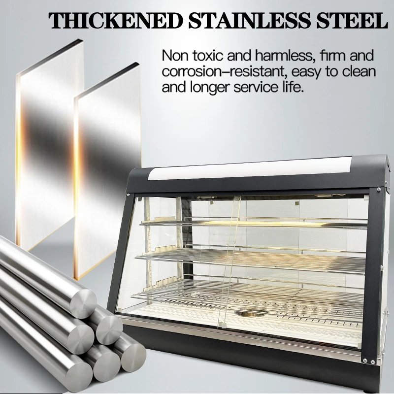 ETL CE Certificated Electric Food Display Showcase Stainless Steel Food Warmer Cabinet Tabletop Warming Showcase