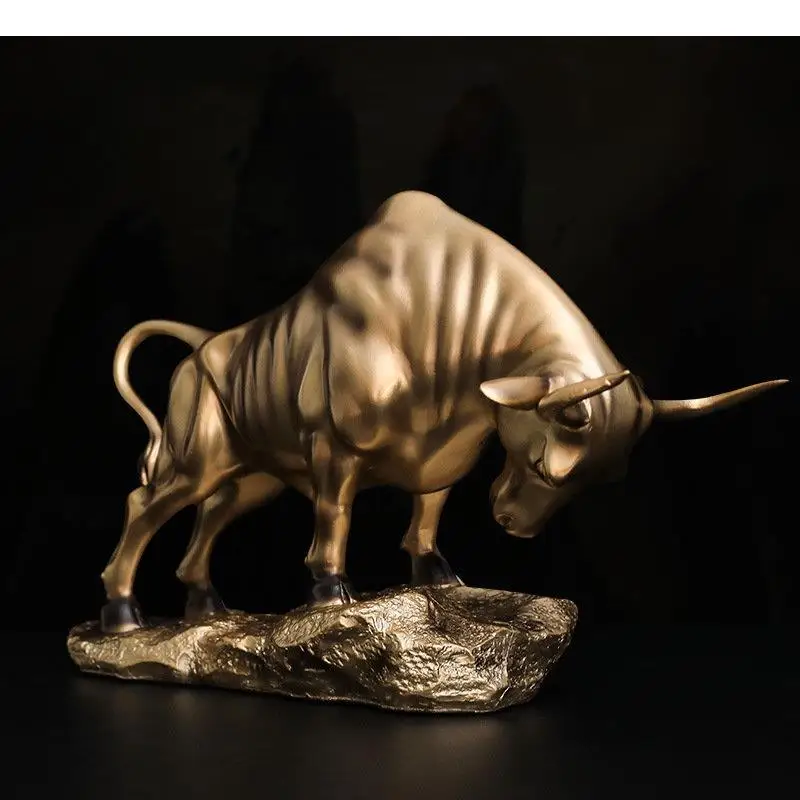 Imagem -03 - Golden Tourada Estátua Resina Artesanato Desk Decoration Bull Escultura Simulado Animal Ornamentos Sala Estética Móveis