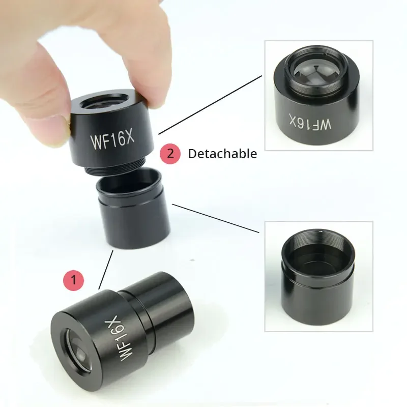 1 Uds. De ocular Binocular de microscopio de campo amplio 16X con retícula, tamaño de montaje de 23,2mm para lente Barlow Binocular de microscopio