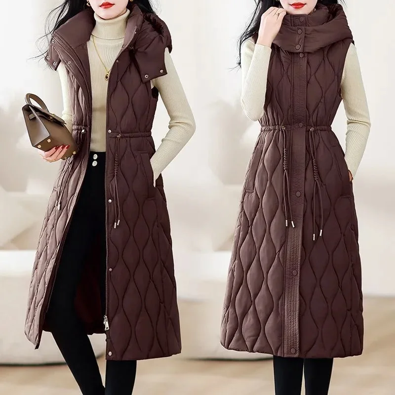 New Autumn Women Vest Winter Puffer Parkas Coat Casual Pocket Hooded Waistcoat Female Sleeveless Jacket Outerwear