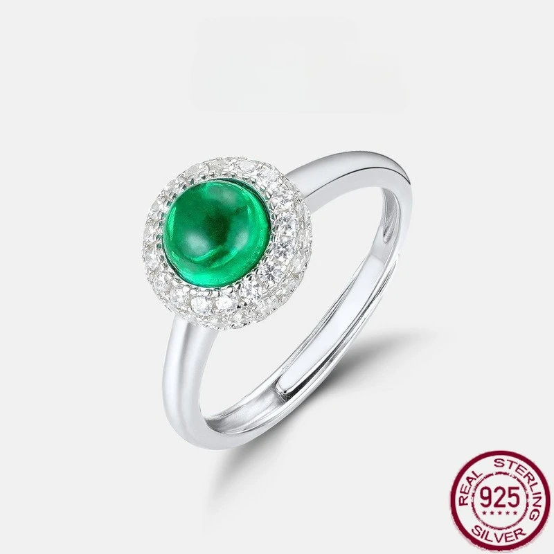 

New S925 Pure Silver Emeralds Ring, Living Mouth Ring, Nurturing Grandmother Emeralds Jewelry, Wedding Jewelry