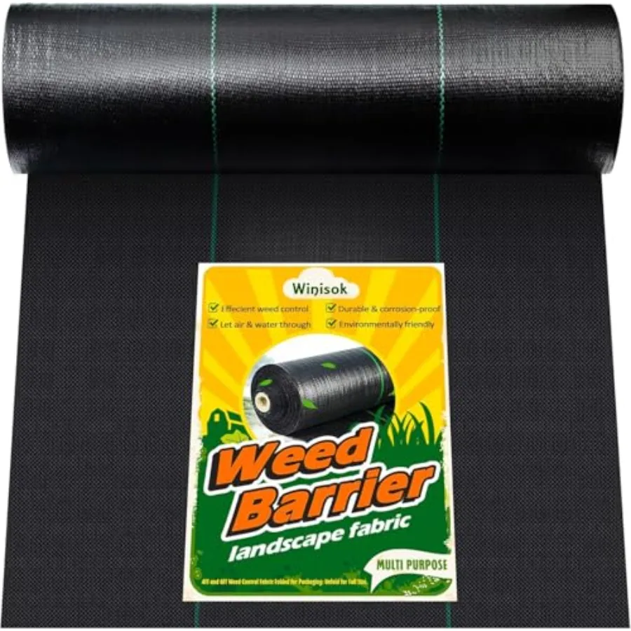 

Garden Weed Barrier Landscape Fabric 6Feet x 100Feet Premium Weed Control Garden Cloth Durable Woven Geotextile Fabric Mulch Br