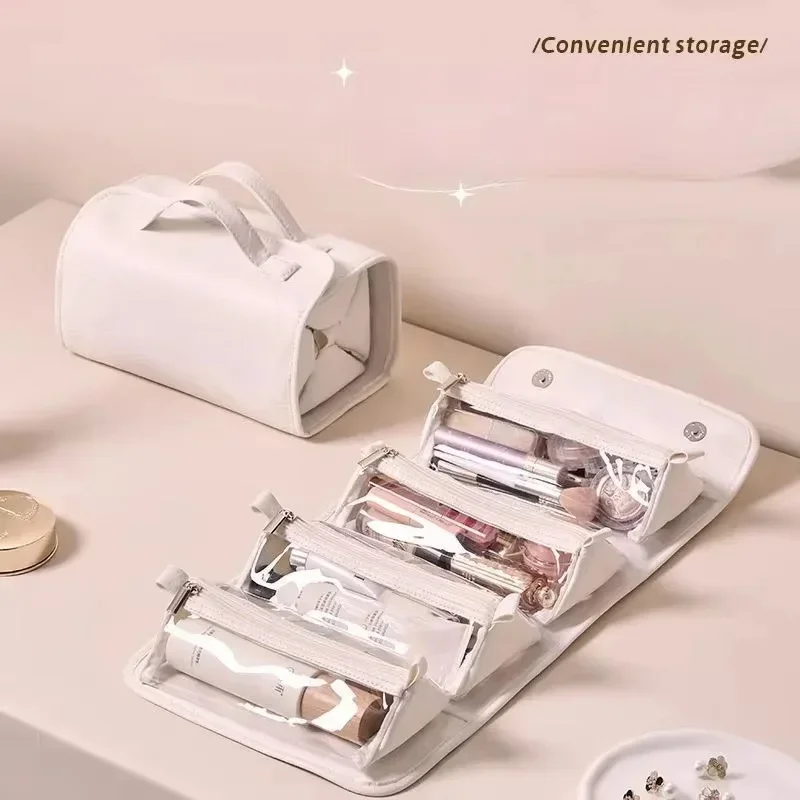 Travel Cosmetic Organizer Large Capacity Waterproof Makeup Bag Removable Compartments Durable Case Toiletries Organizer