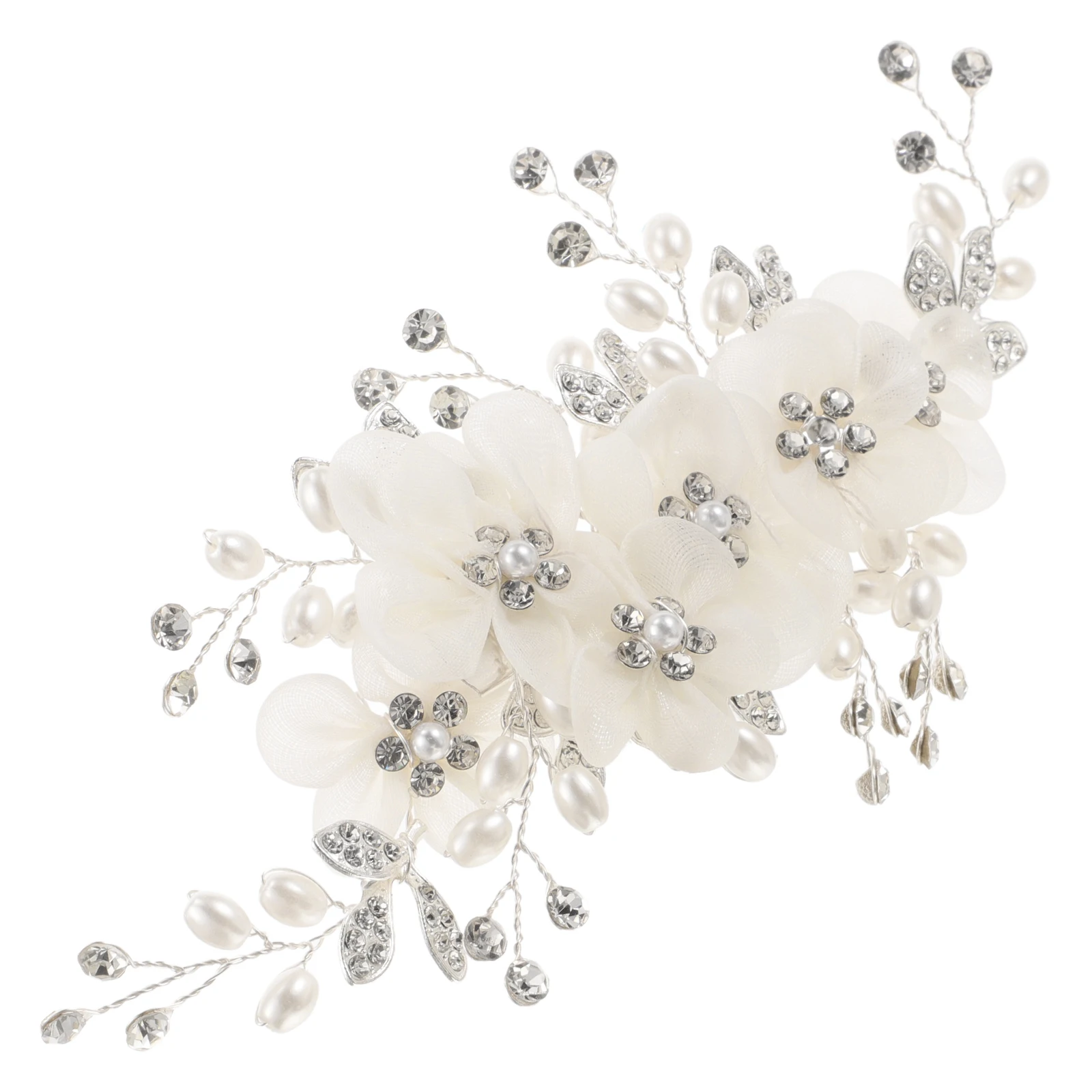 

Hair Clips Pearl Bridal Wedding Hairpiece Rhinestone Hairpins Veil Silver Dress Accessories Jewelry Bride