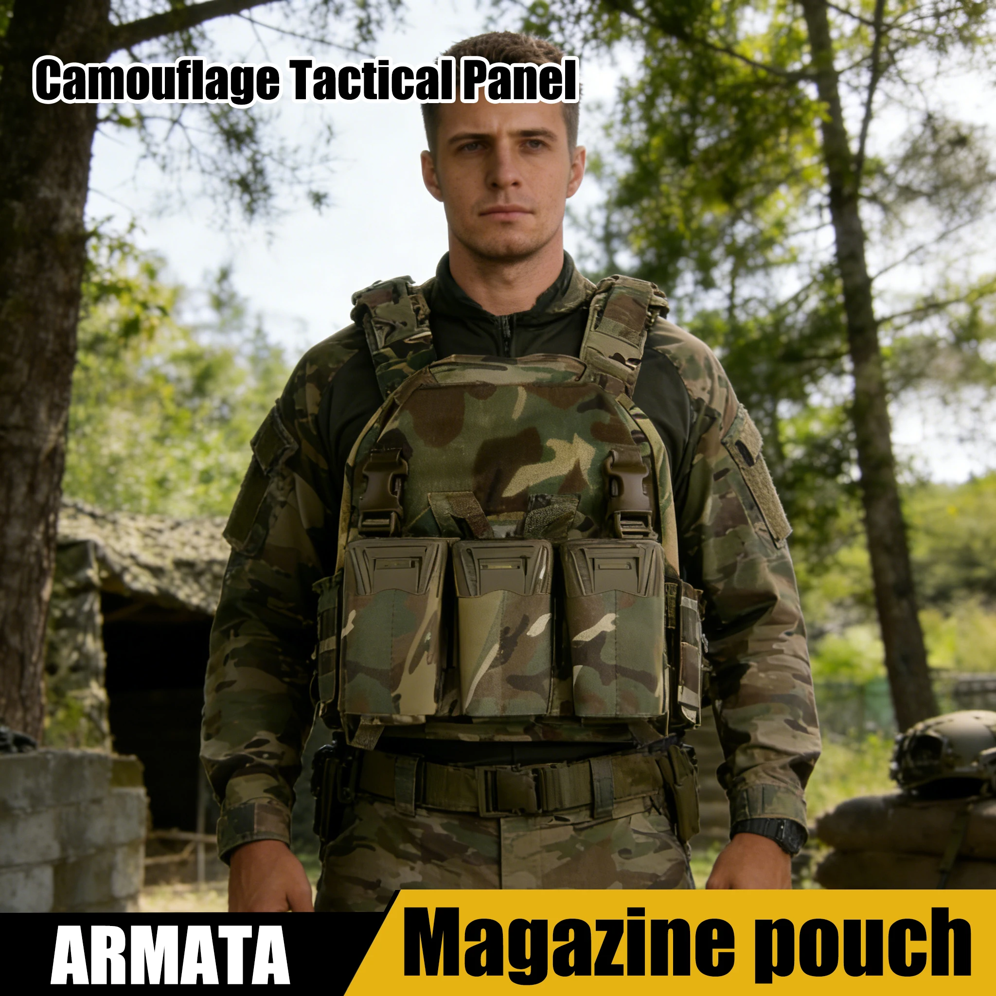 KTriple Multi-Caliber (5.56) Magazine Pouch - Camouflage Tactical Panel for Outdoor Shooting Training Enthusiasts