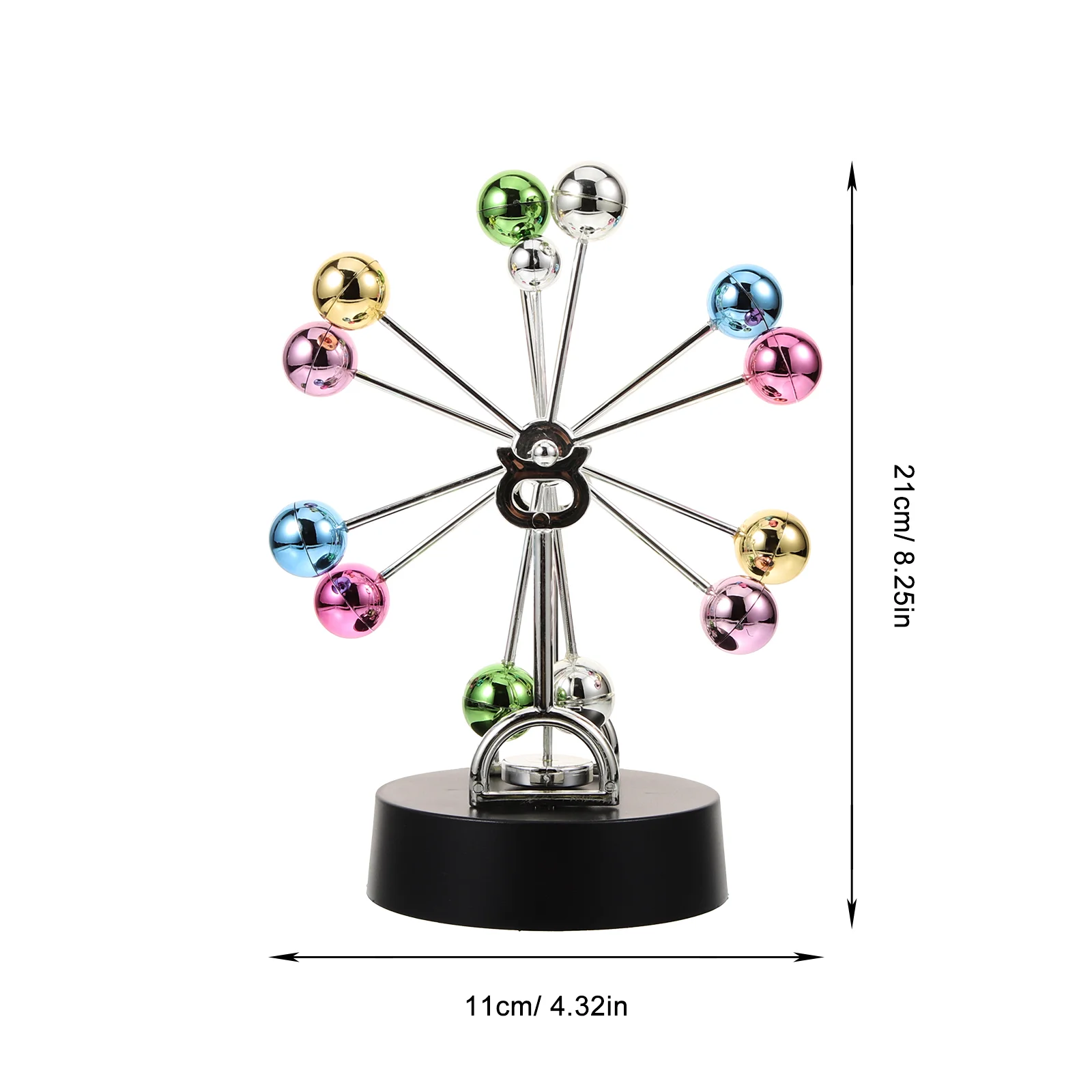 Brinquedo eletrônico de movimento perpétuo, bola colorida, instrumento perpétuo, bolas de equilíbrio giratório, brinquedo de ciências físicas (estilo aleatório, sem ba