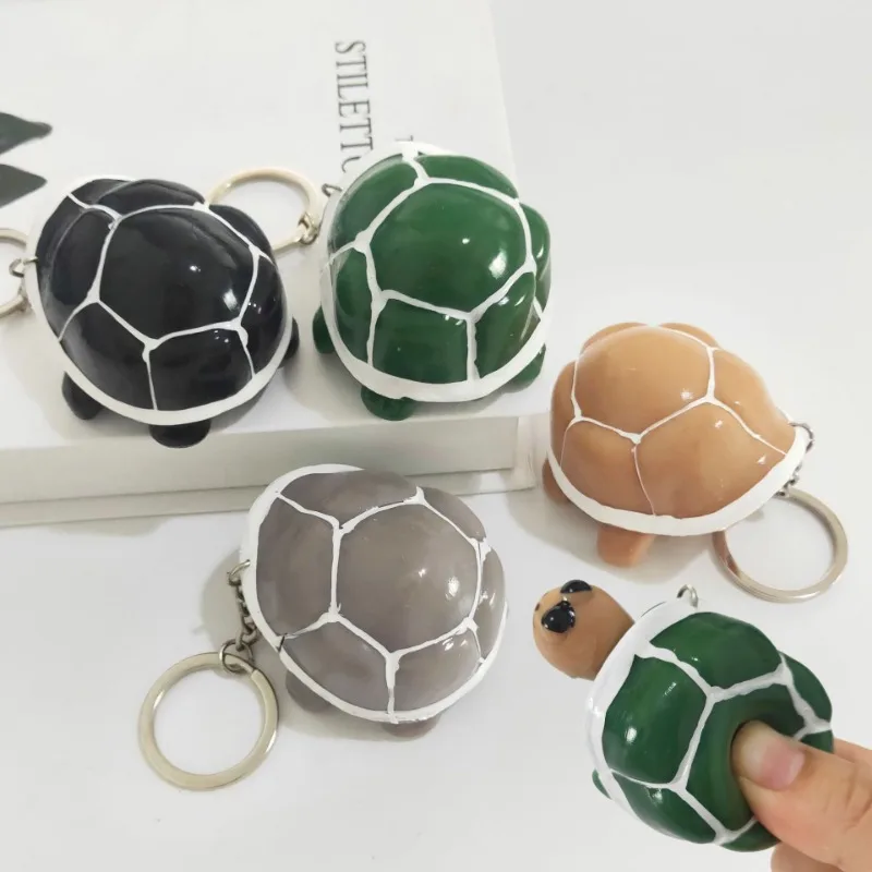 Creative Decompression Telescopic Turtle Head Stress Relief Key Chain Toy Children Cute Tortoise Sensory Squeeze Toys