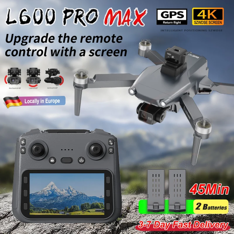 Neue L600 MAX GPS-Drohne Professionelle 4K-Kamera 3-Achsen-Gimbal 5G FPV Hindernisvermeidung mit Großbildschirm-Steuerung Faltbare Drohne Spielzeug