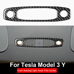 For Tesla Model 3 2017-2022 Model Y 2020-2022 Carbon Fiber Interior Front Reading Light Panel Frame Trim Sticker Car Accessories