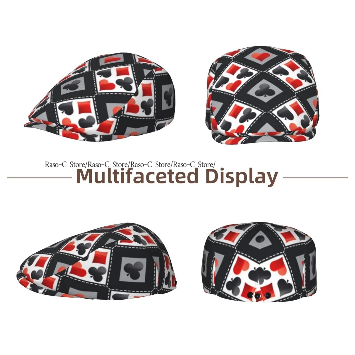 Spring Summer Adult Flat Cap Poker Background Unisex Newsboy Ivy Cap Light Thin Forward Beret Outdoor Hat