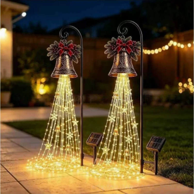 1/2PCS Christmas Bell Cascade Solar Yard Light, Outdoor Garden Christmas Decoration