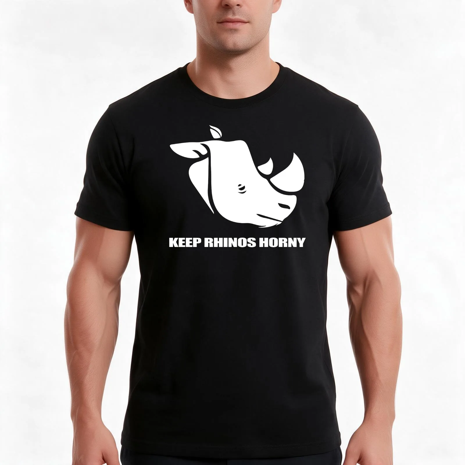 Keep Rhinos Horny T-Shirt Summer Casual Cotton Tee Oversized Streetwear Tops Vintage Graphic Print Loose Fit Short Sleeve