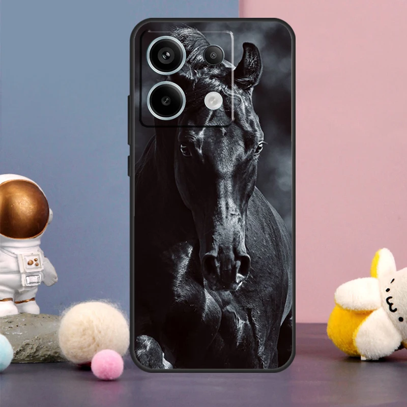 Beautiful Black Horse Case For Xiaomi Redmi Note 9 10 11 12 13 Pro Plus 12S 11S 10S 9S Remdi 12 13 C 9C 10C Cover