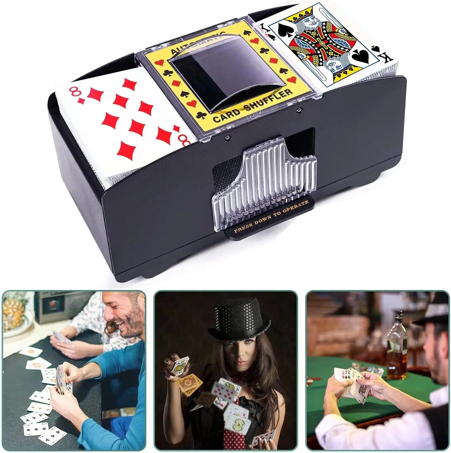 Automatic Card Shuffler, Battery Operated Card Dealer Machine,Card Shuffler for UNO, Blackjack, Texas Hold\'em, Home Card Games