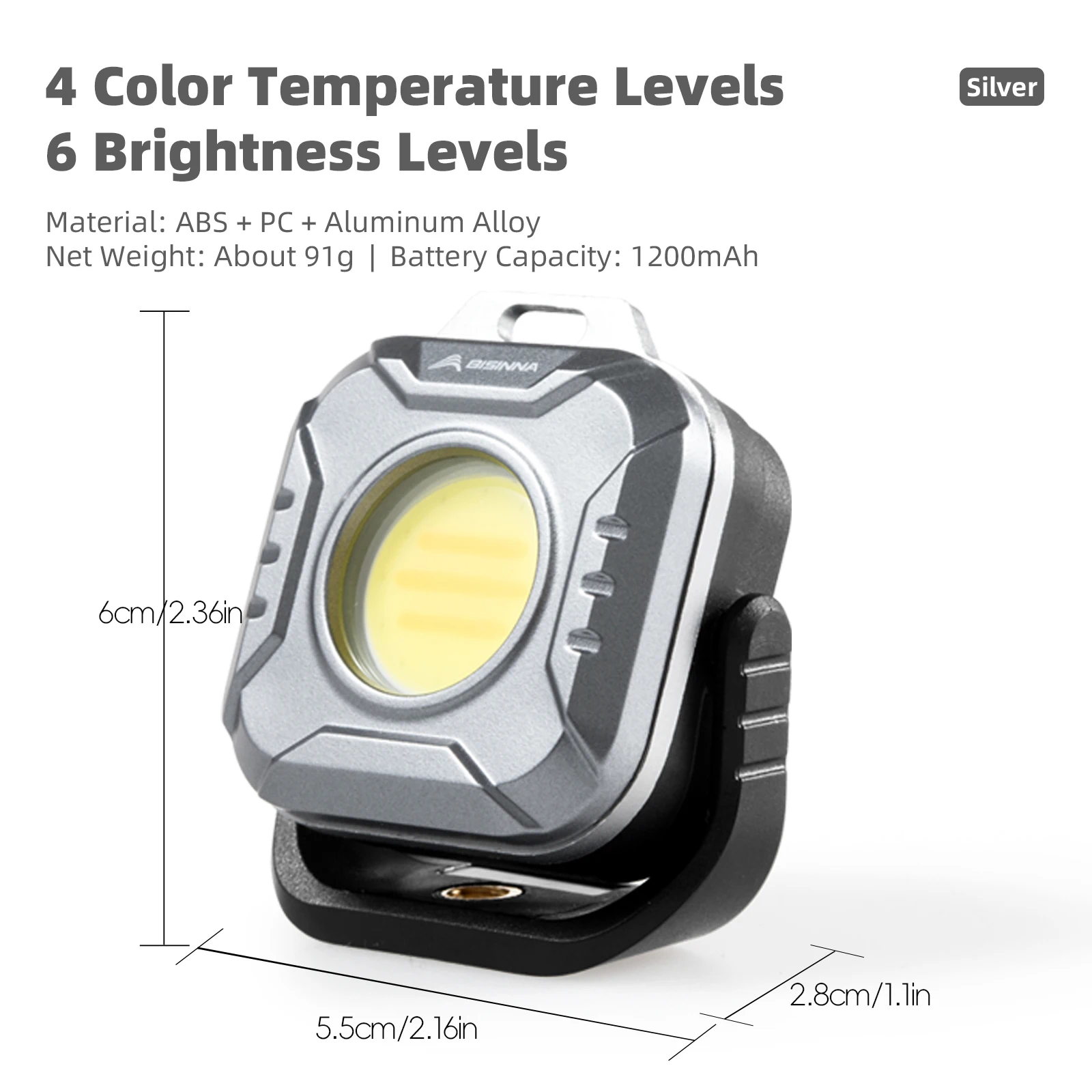 BISINNA Oplaadbare campinglantaarn Ultralichte multifunctionele waterdichte lamp voor buitengebruik bij noodgevallen, vissen, wandelen