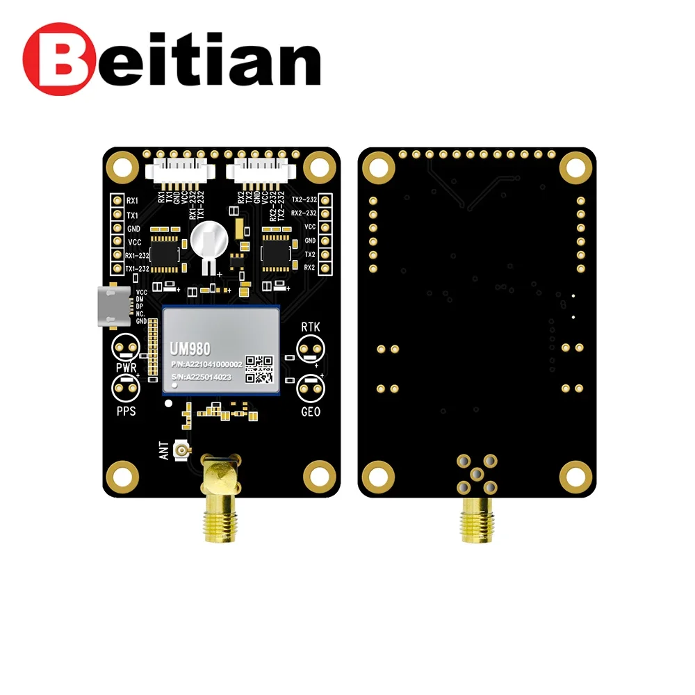 Beitian المدمج في UM980 BDS GPS GLONASS Galileo L1L2L5 قاعدة عالية الدقة روفر CORS GIS تحديد المواقع RTK GNSS وحدة BT-980G2