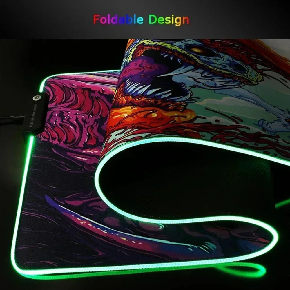 RGB CSGO Large Black Mouse Pad PC Gaming Accessories Computer Emit Light Gamer Desk LED XXL Extended Pads Home Office Setup Rug