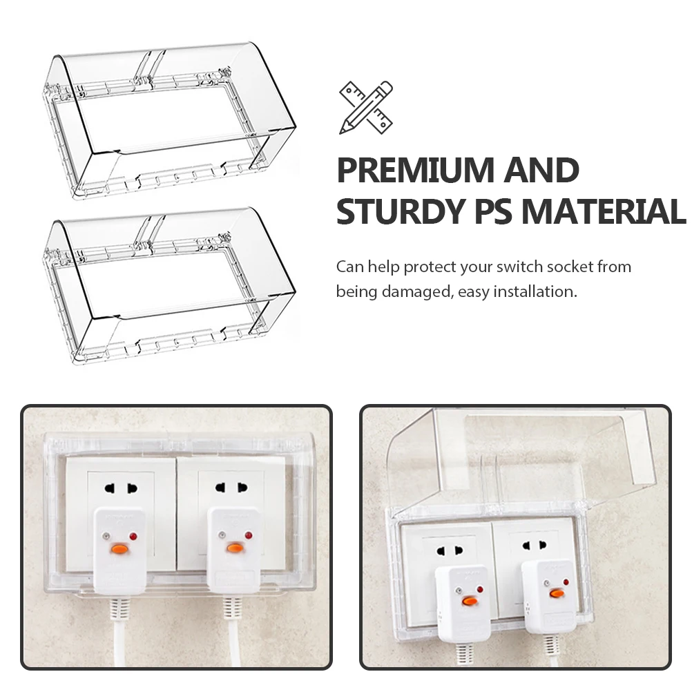 

2Pcs Outlet Case Waterproof Splash-Proof Socket Protector for Household Wall Outlet 86 Type Double-Position Cover