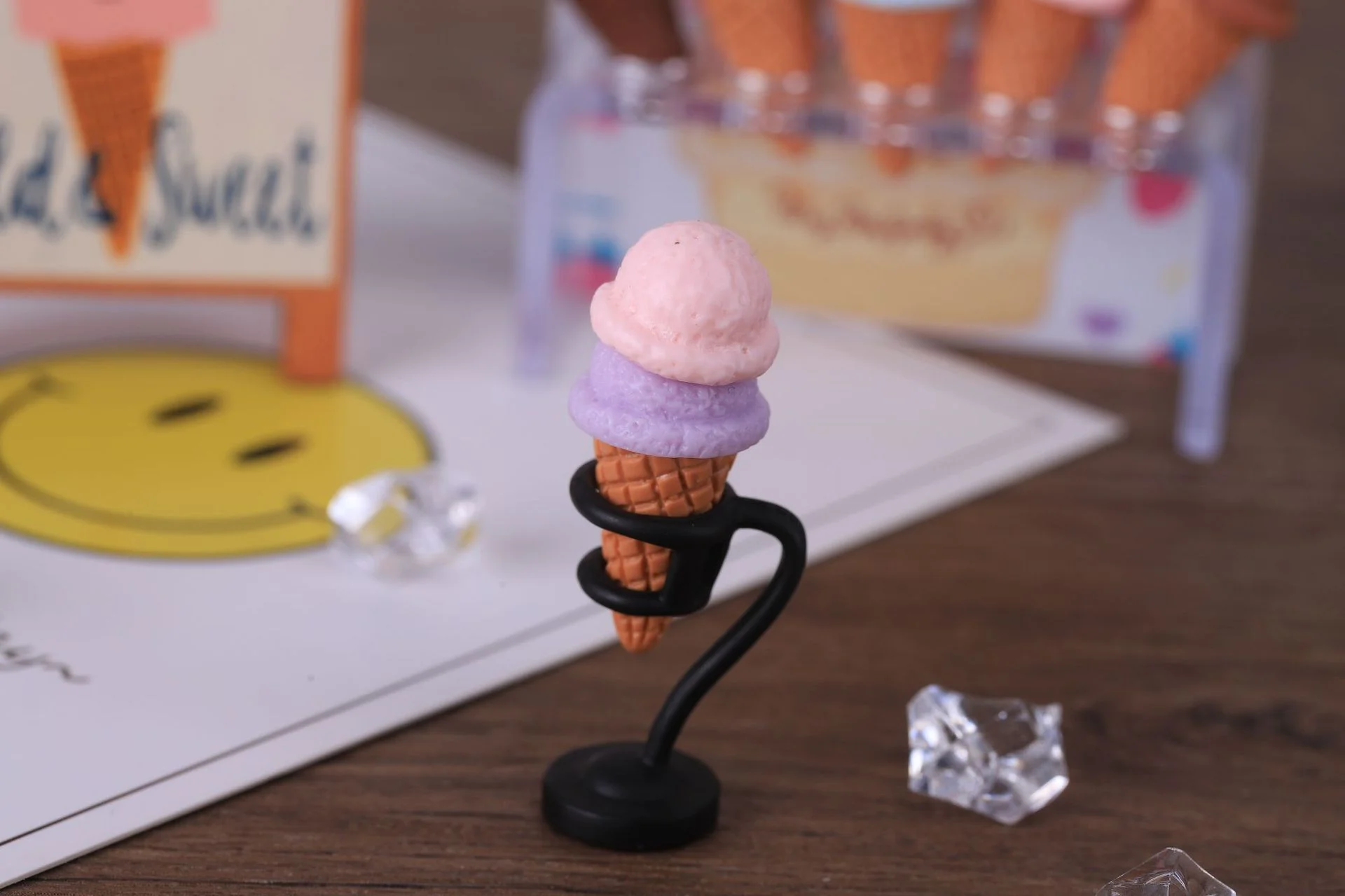 10 Stück Niedliche Doppelschichtige Dreidimensionale Eiswaffel DIY Simulations-Lebensmittel-Spielzeug Harz-Ornament – Detail 9