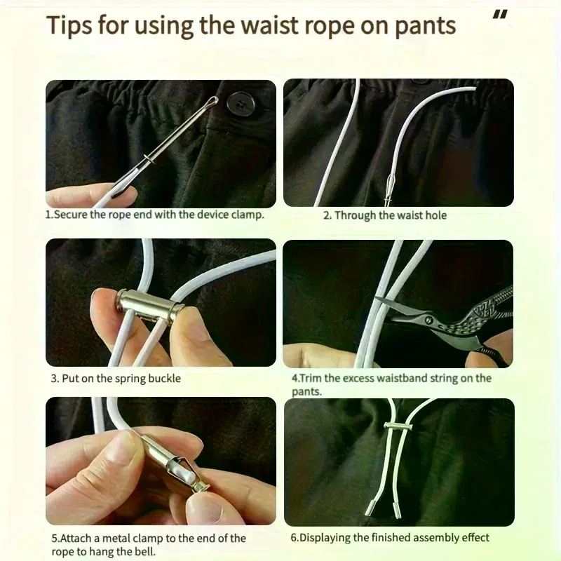 2M Strong Elastic Band Sweatpants Waist Drawstring Strap With Threading Device ,Cord Lock Stopper DIY Sewing Band Accessories