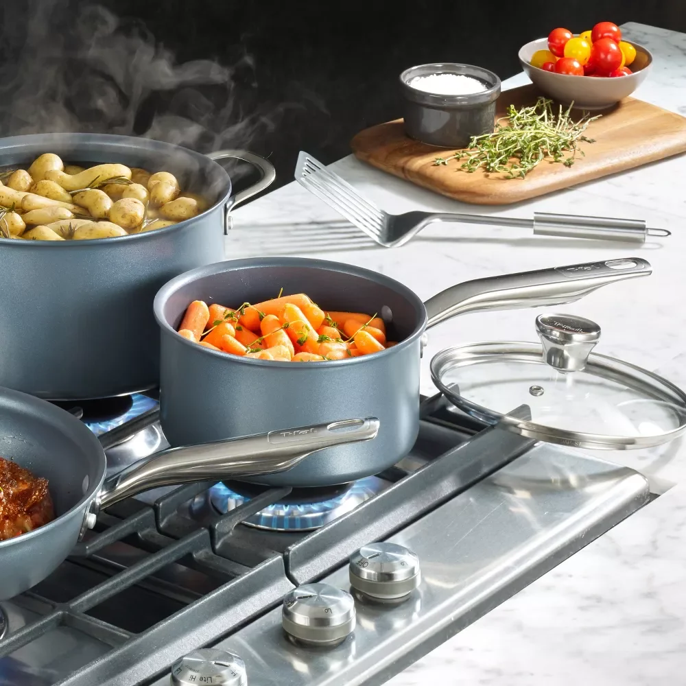 

2qt кастрюля с крышкой, платиновая антипригарная кухонная утварь серого цвета