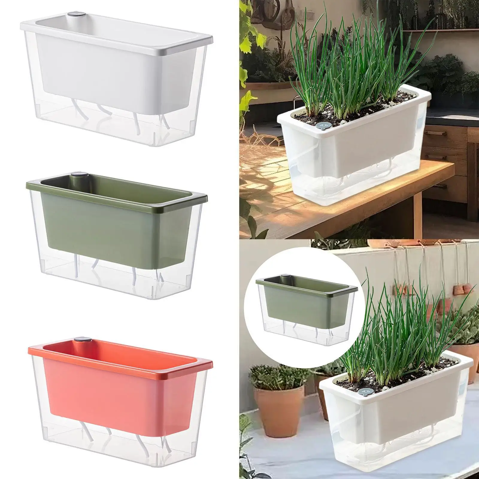 Self Watering Pots Plant Container with Mesh Drainage Holes Gifts Fruits Double Layers Vegetables Rectangular Sturdy Plant Pots