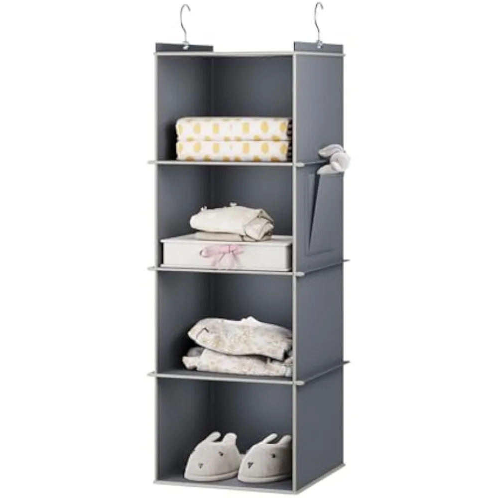 

4-Shelf Hanging Closet Organizer – Space-Saving Storage for Clothes & Accessories, Grey