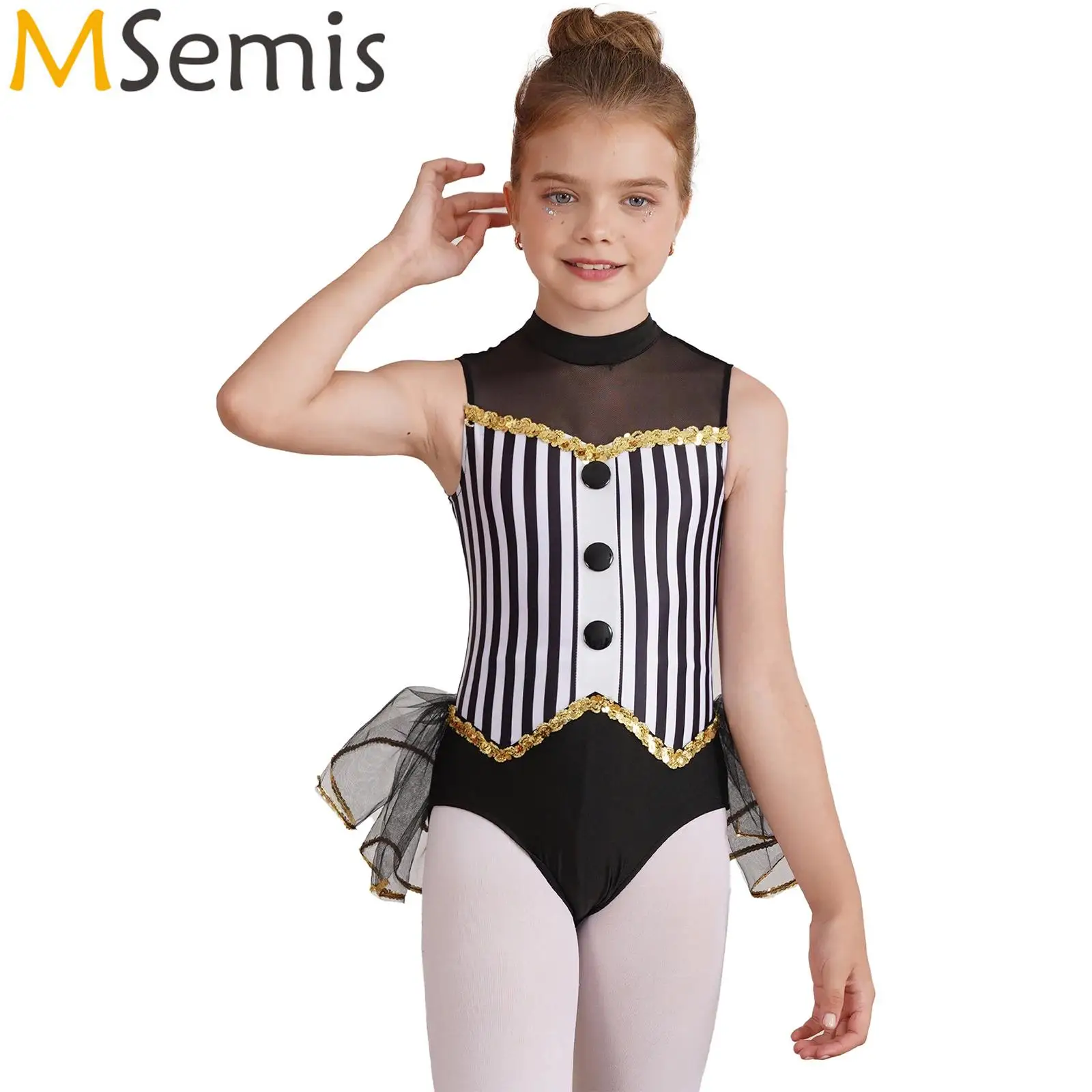 Niños Niñas Ballet latino Jazz baile traje de actuación lentejuelas gimnasia patinaje artístico leotardo tul mono con falda