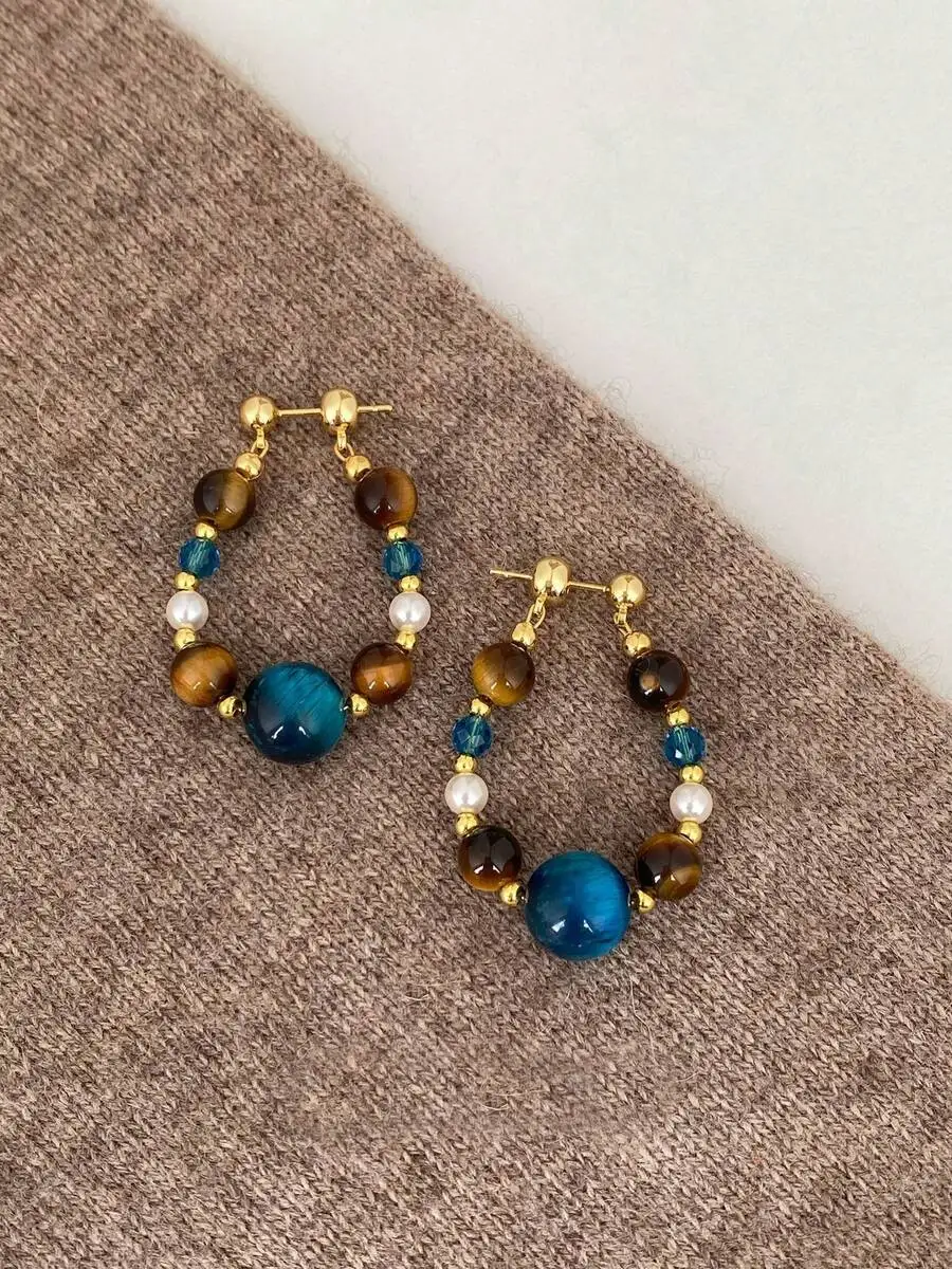 

Vintage Style Colorful Beaded Hoop Earrings For Women