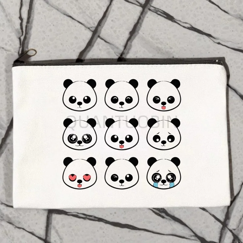 Panda I'm Not Lazy I Just Enjoy Doing Nothing Print Makeup Bag Travel Toiletry Organizer Pouch Female Canvas Zipper Cosmetic