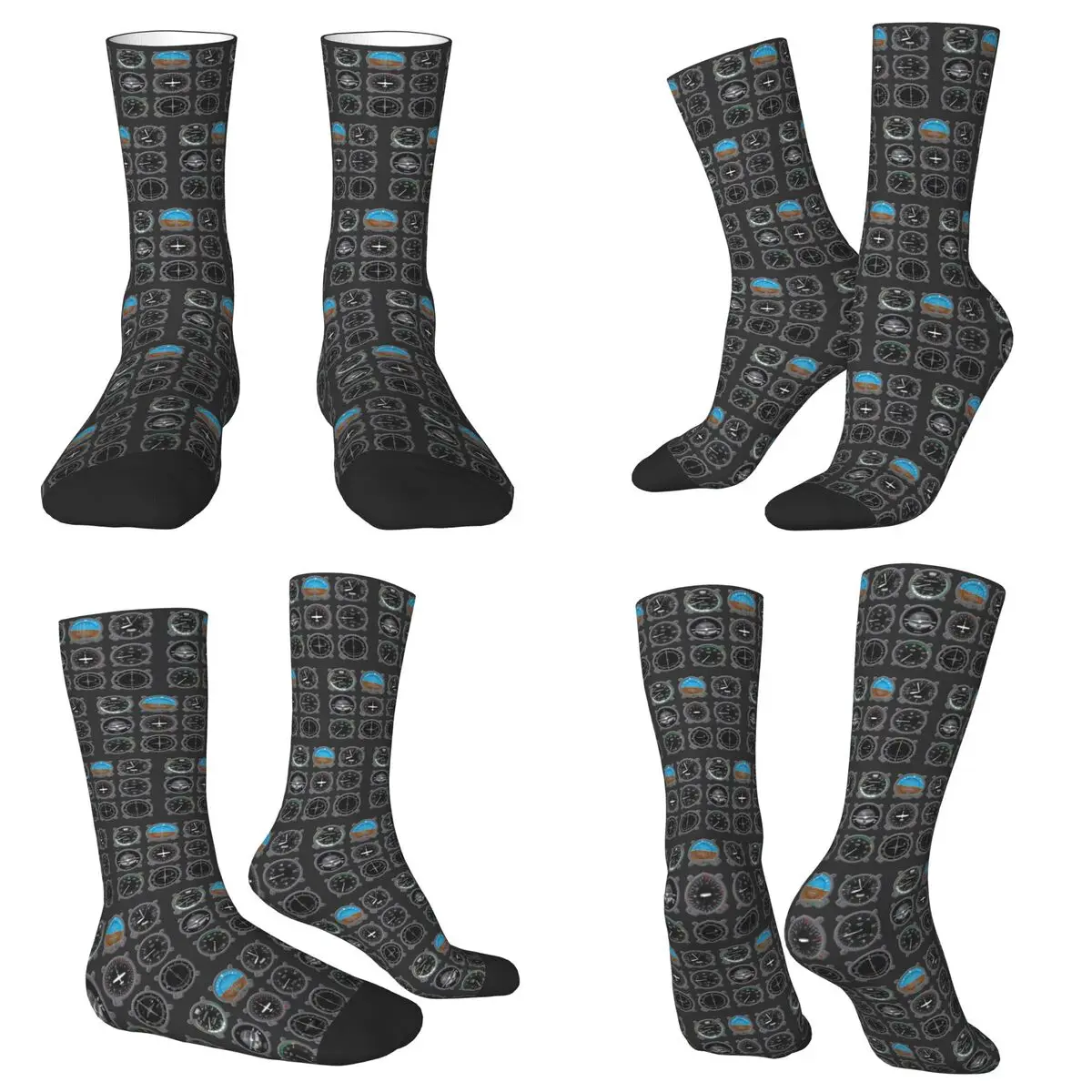 

Aircraft Instrumentation Cluster Socks Harajuku Super Soft Stockings All Season Long Socks for Man's Woman's Birthday Present
