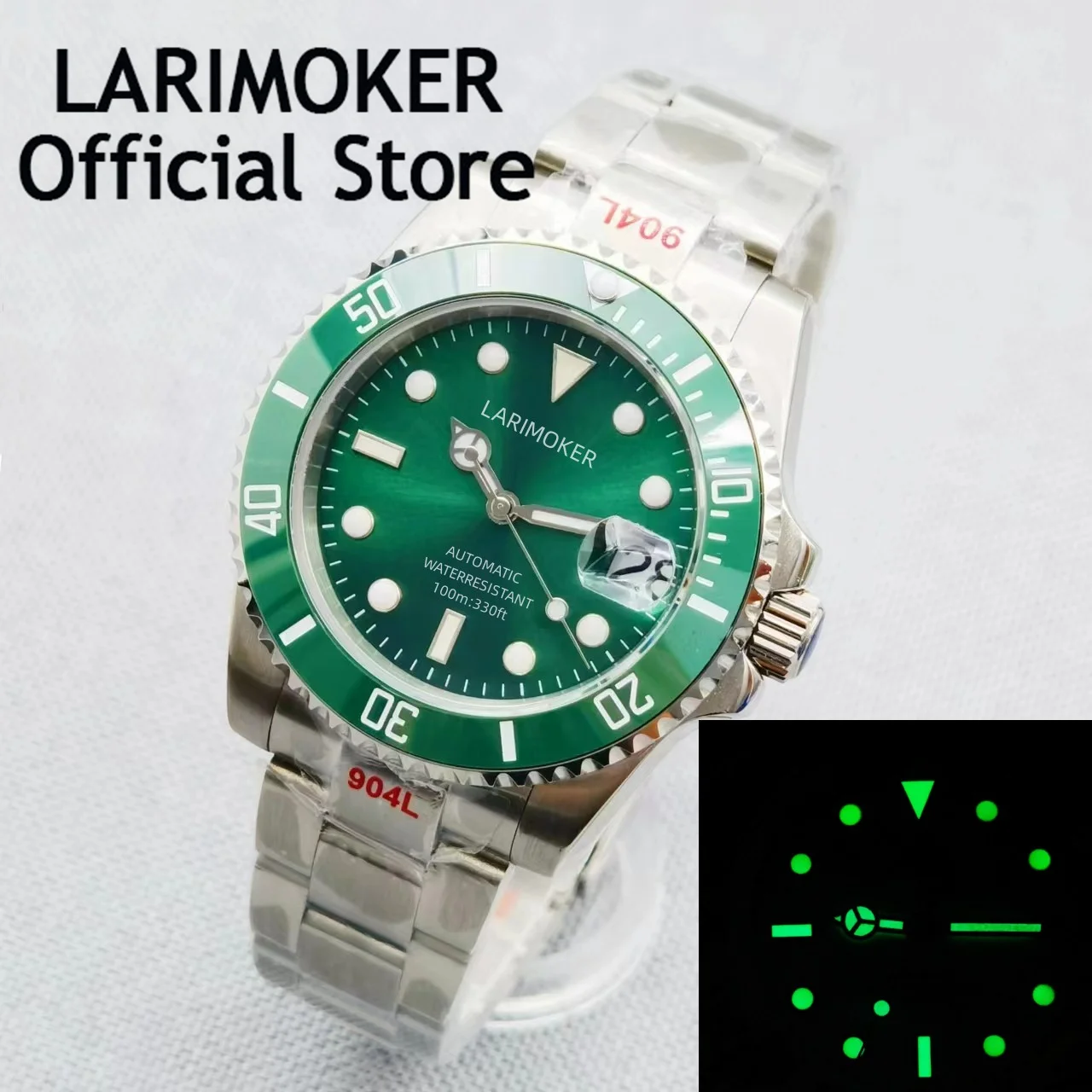 

LARIMOKER NH35A PT5000 MIYOTA Insert Automatic Men Watch 40mm Case Brush Oyster Bracelet Date Magnifier