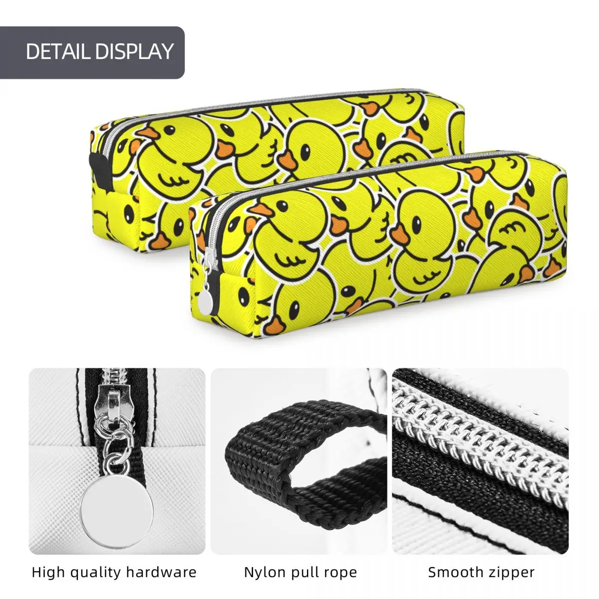 Cute Cartoon Yellow Duck Pattern Pencil Case, Pencil Pouch, Pen Pouch, Student Large Storage Bags, Office Zipper Papelaria