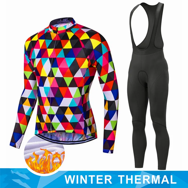 2024 Pro Team Winter Thermal Fleece Cycling Jersey Set Long Sleeve Bicycle Clothing MTB Bike Wear Maillot Ropa Ciclismo Cycling