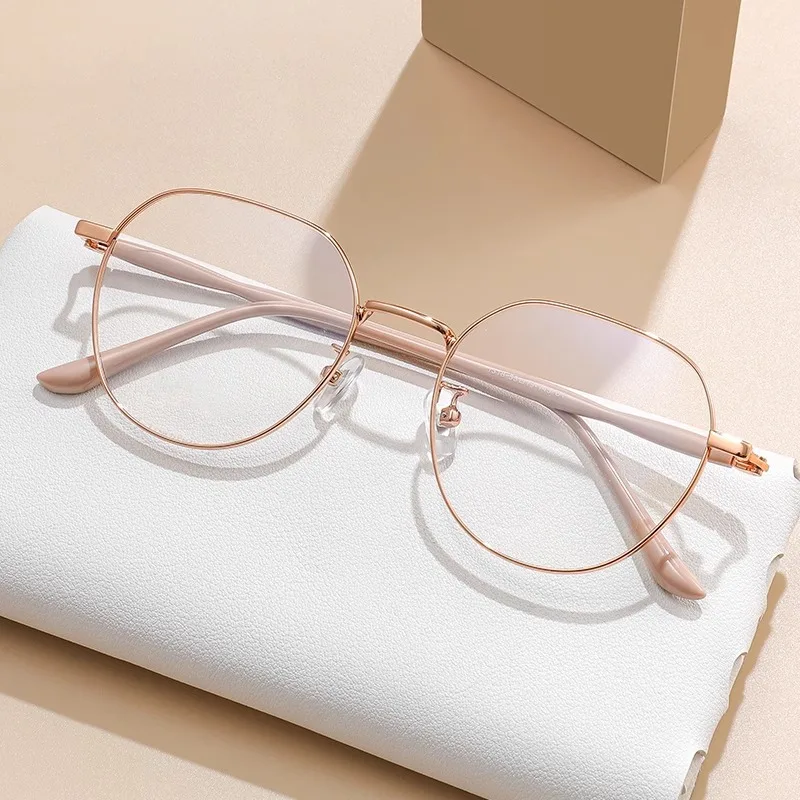 

Women Ladies Round Myopia Eyeglasses Ultra Light Blue Light Blocking Short Sight Eyewear Fashion Tea Color Near Sight Glasses