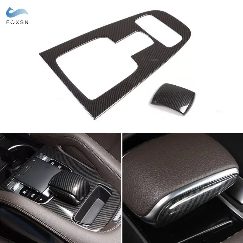 For Mercedes Benz GLE W167 GLS X167 2020 Car Interior Carbon Fiber Center Console Gear Shift Panel Cover Decoration