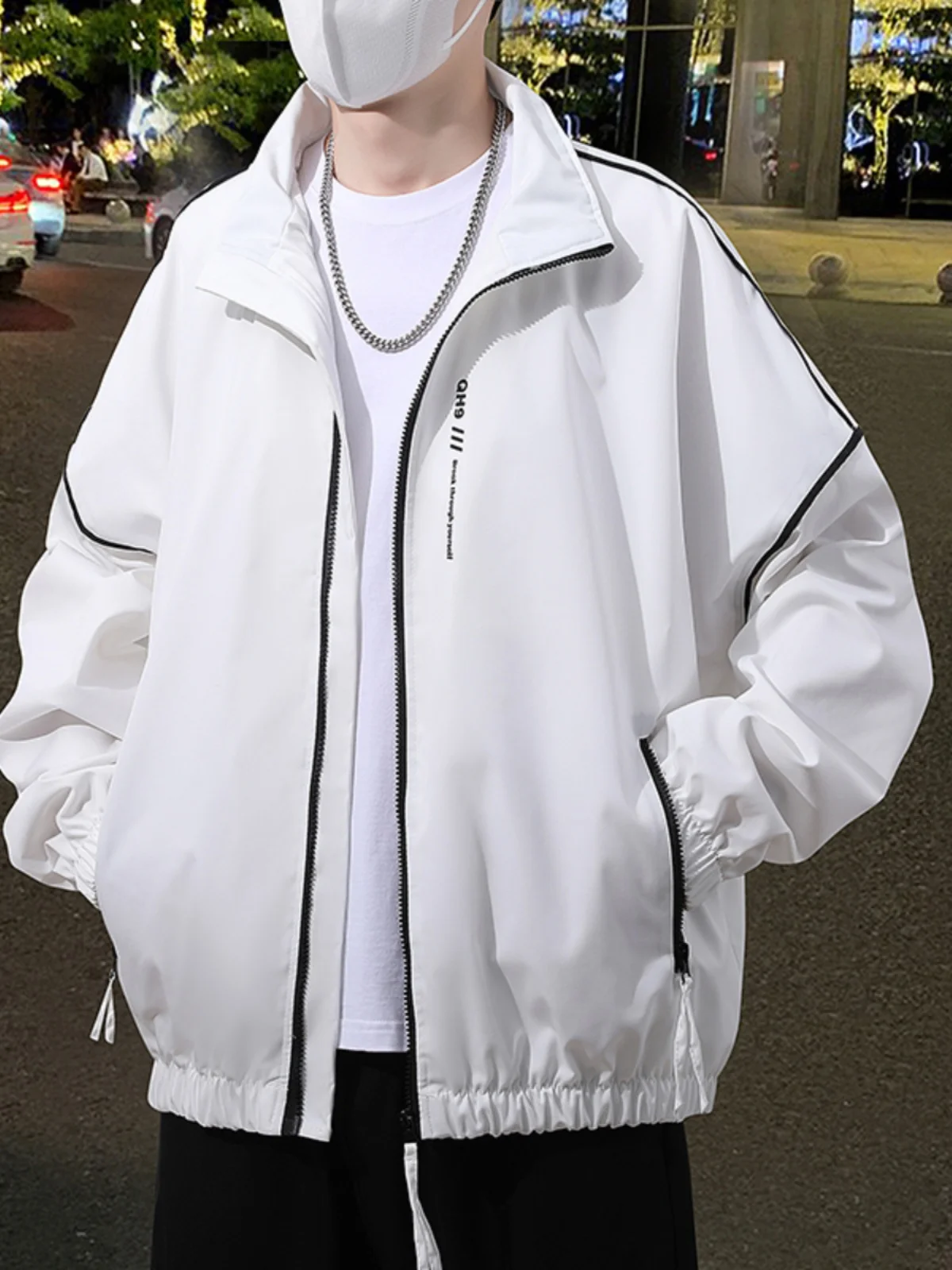 

Casual Men's Windproof Workwear Jaet Spring Autumn Loose Fit Modern Sle Polyester Nylon Cosite Fiber Long Sve Zipper