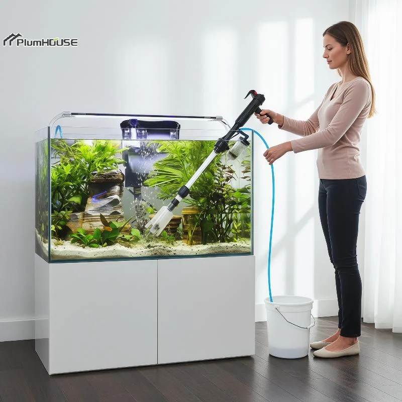 220V Powerful Suction Aquarium Electric Syphon Operated Fish Tank Sand Washer Vacuum Gravel Water Changer Siphon